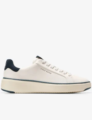 Cole Haan Off-White Leather Sneakers (Navy & Yellow Accents)
